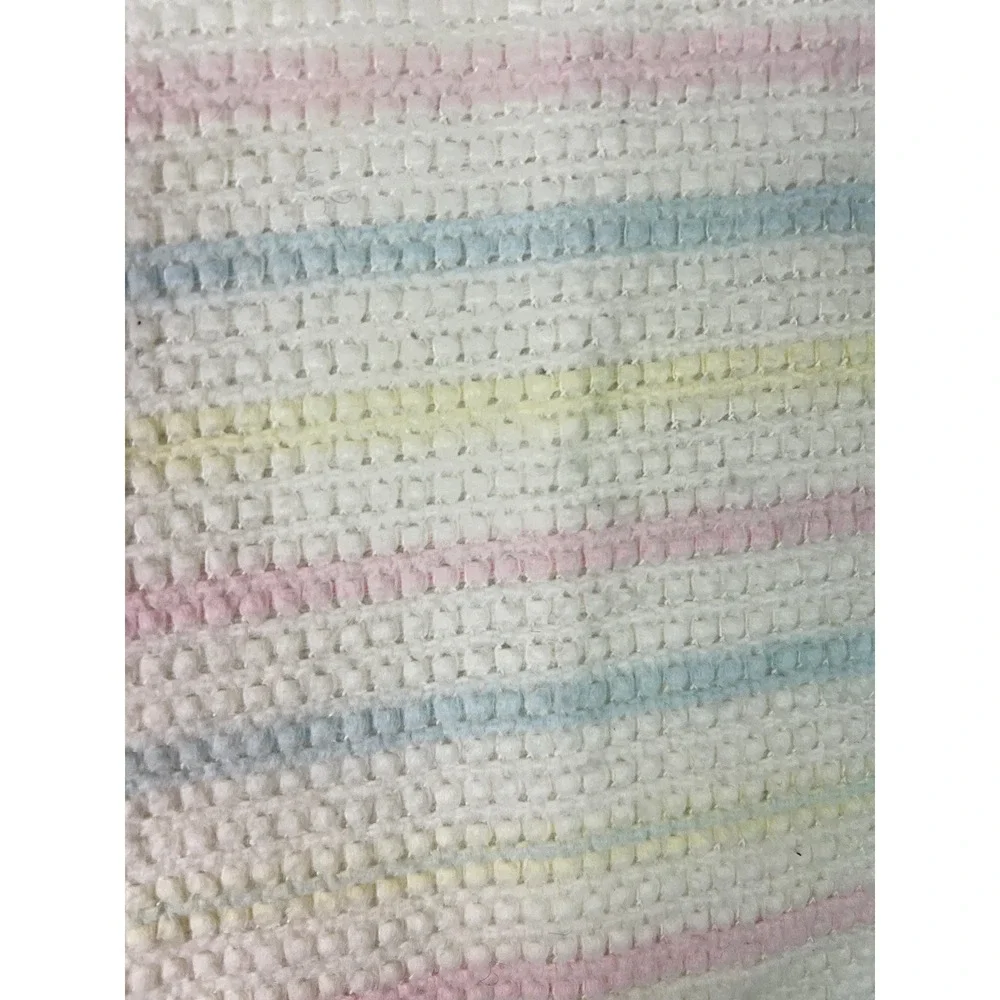 Vintage Chatham Acrylic Baby Blanket Waffle Weave Pastel Stripe Silky 